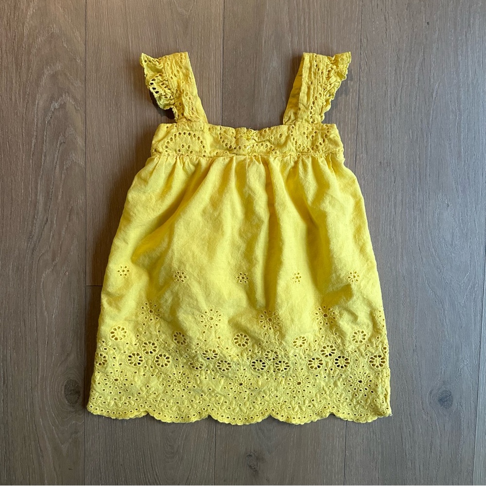 Yellow Eyelet Kids dress
